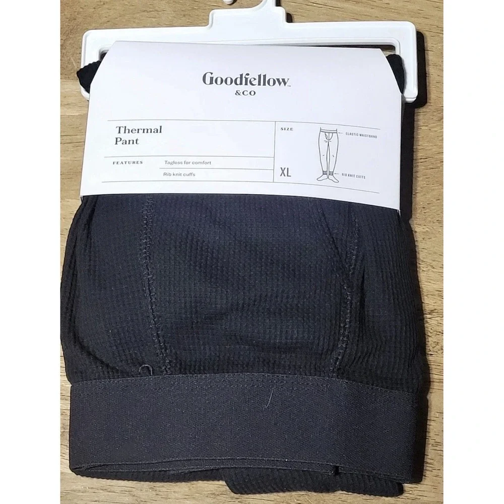 Goodfellow & Co Mens XL Black Thermal Pant Base Layer Long Johns Waffle Knit NEW